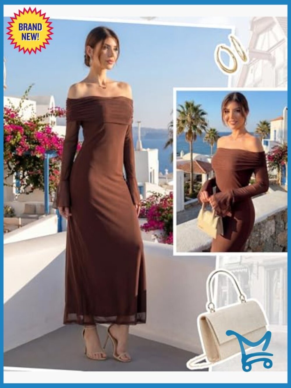 Maternity Off Shoulder Long Sleeve Bodycon Maxi Dress Formal Wedding Guest - Picture 3 of 7